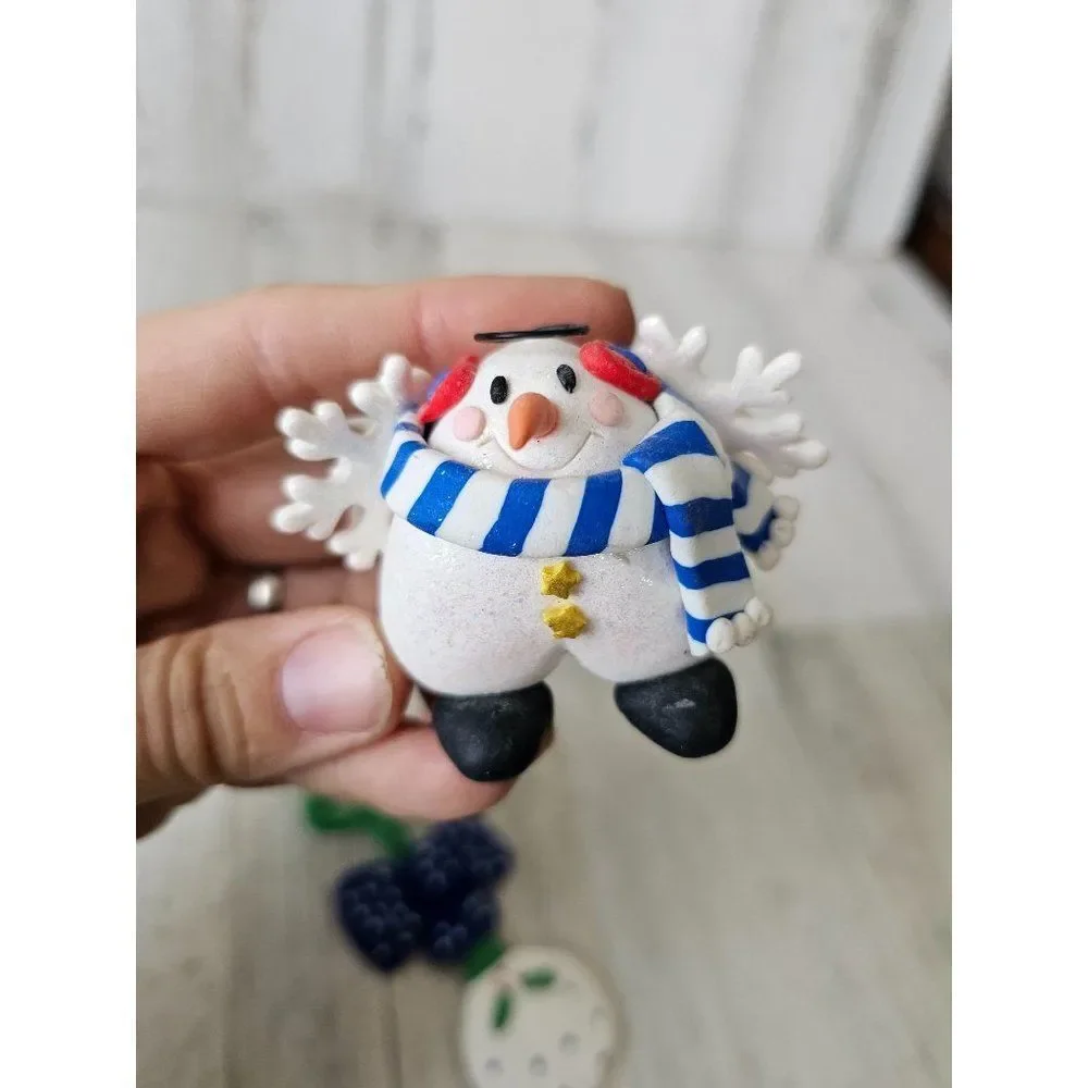 snowman vintage ornament set‎ baby rattle Santa